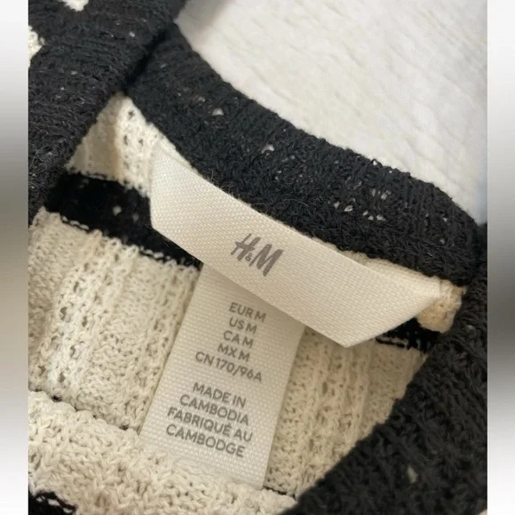 NEW‎ H&M black cream striped woven knit tank top & pant trousers Woman’s Size M - Picture 7 of 16